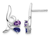 Sterling Silver Amethyst and Iolite Earrings 1/7 Carat (ctw)